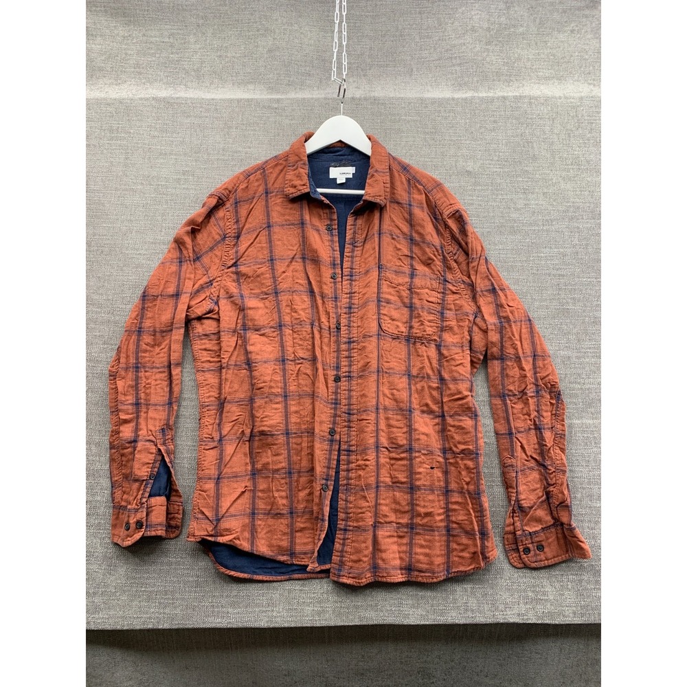 Sonoma Goods For Life Flannel Shirt Mens 2XL Orange Blue Plaid Cotton Button Up